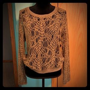 Brown Miss Me crocheted top NWOT